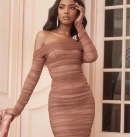 House of CB ANAIS Tulle Off-Shoulder Dress, S - Picture 3 of 10